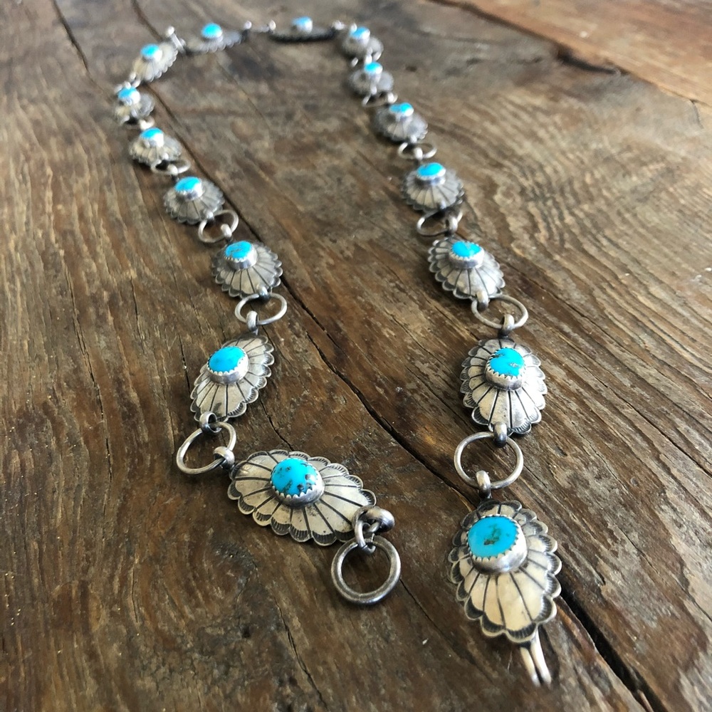 Navajo Sterling Silver mini concho belt/necklace